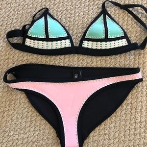 Pink and blue triangl bikini